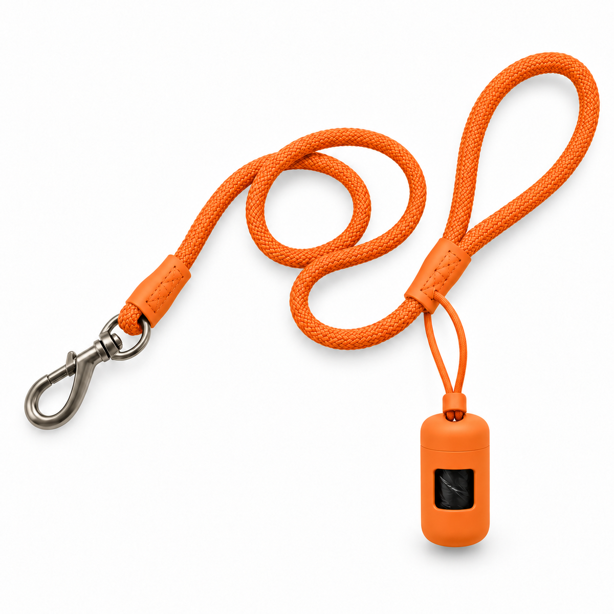 Laisse Promenade avec distributeur de sacs — Orange